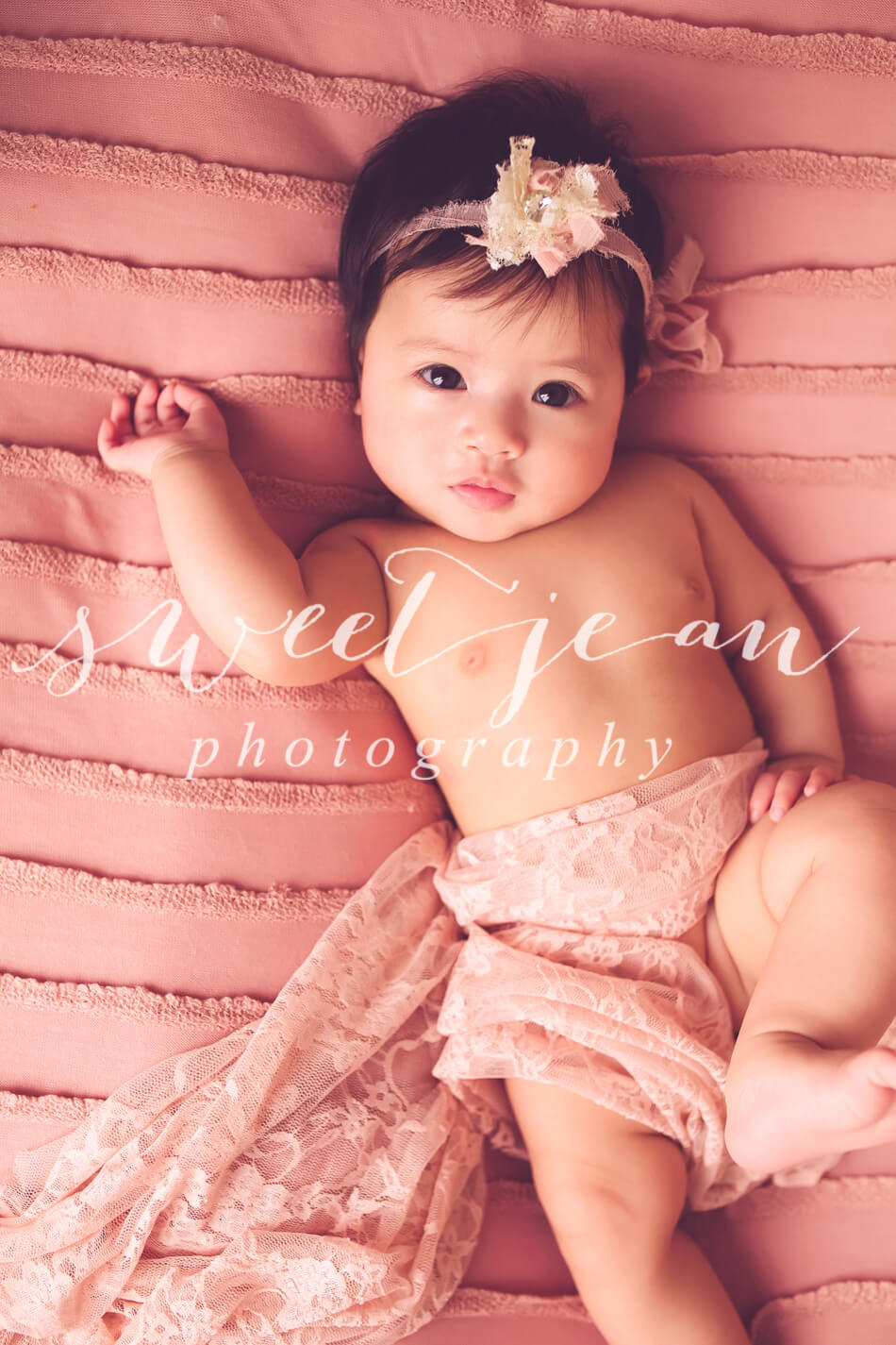 milestone session 3 month old baby girl