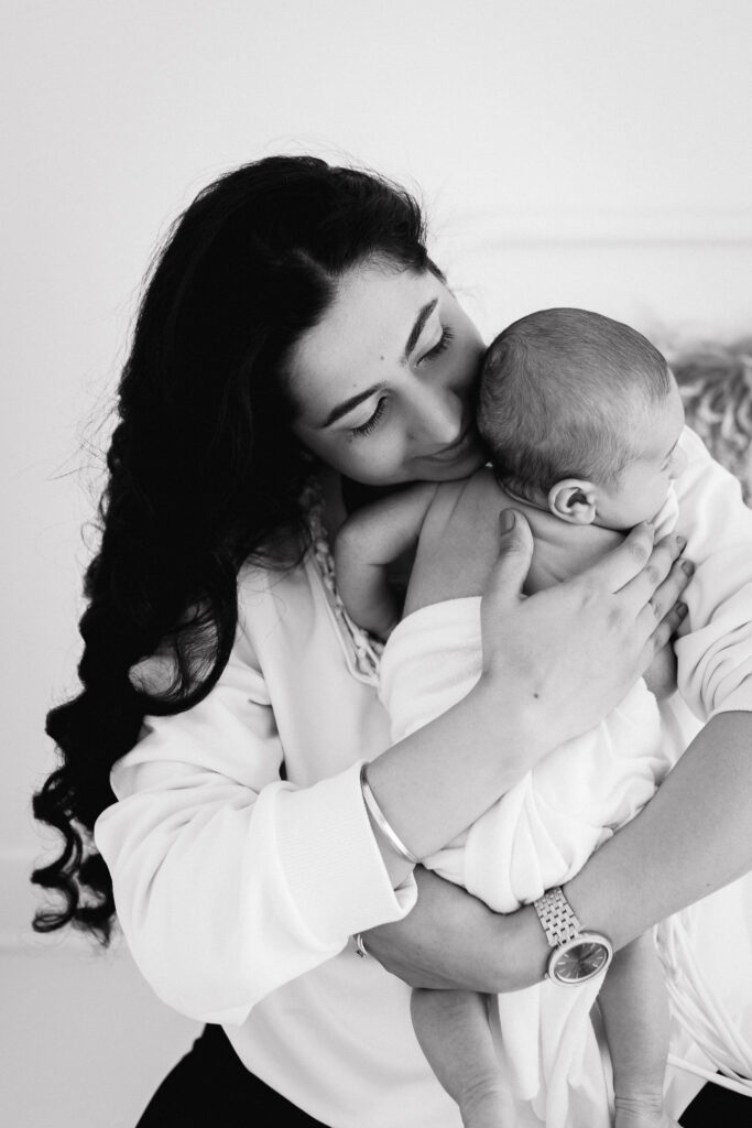 newborn boy with mother black and white indian sacramento sweet jean photography (016)