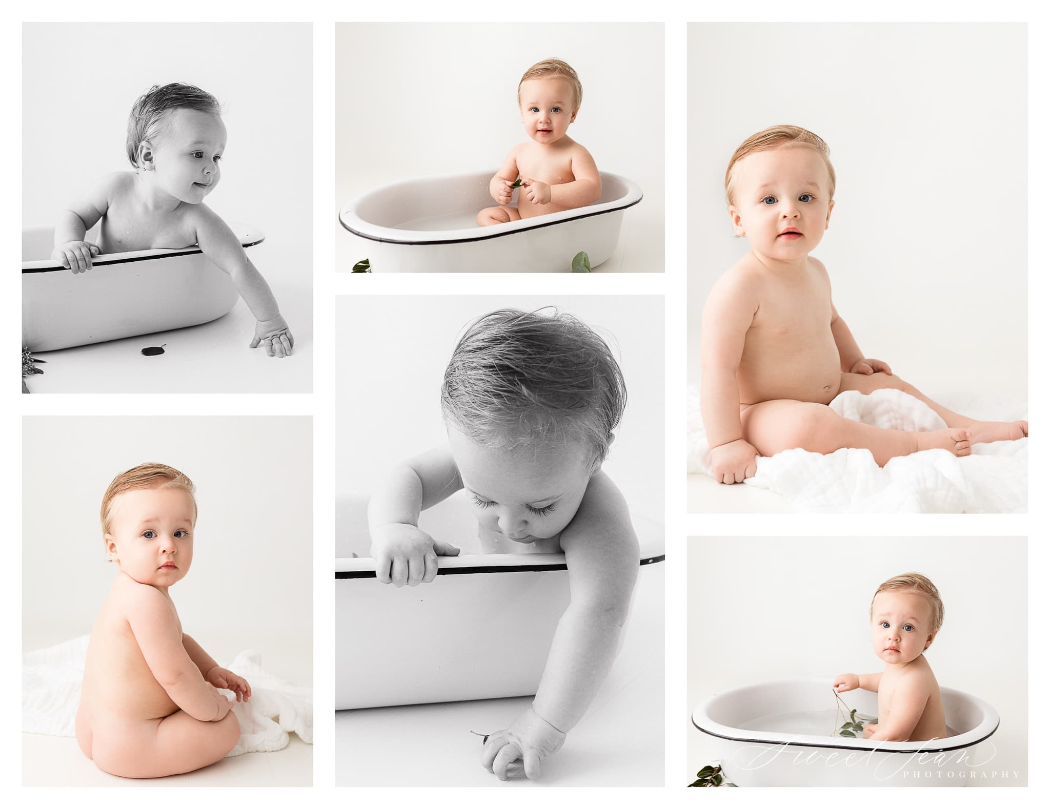 Roseville Baby Photography Studio Session 1st Birthday Bath