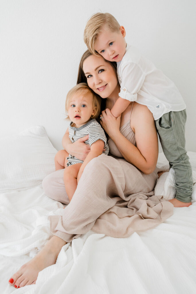 Fine art motherhood photography session in a Sacramento studio