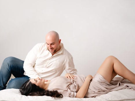 Roseville maternity photographer studio session with expectant parents